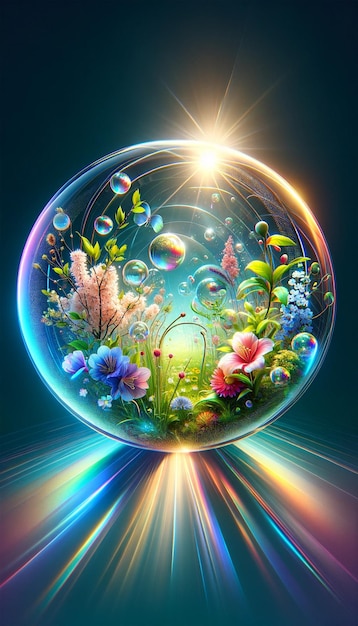 Universo di bolle floreali luminose