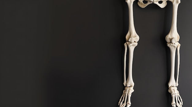 uno scheletro con un osso sulla parete