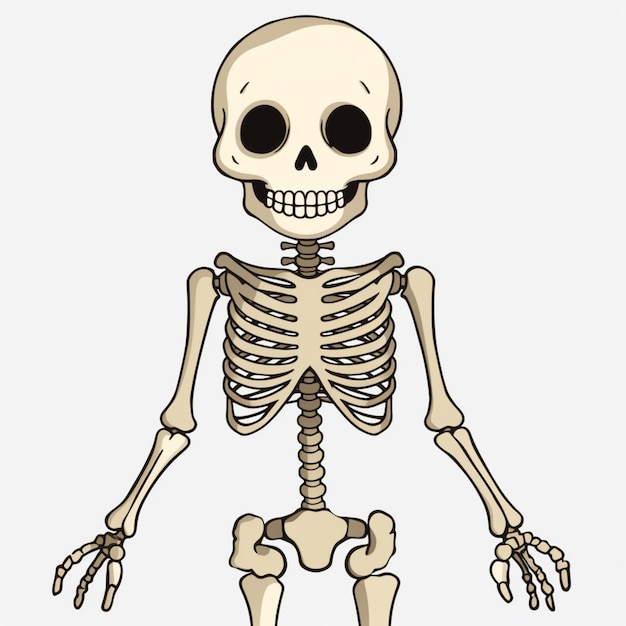 uno scheletro di cartone animato con un corpo pieno e un grande sorriso che genera un'intelligenza artificiale