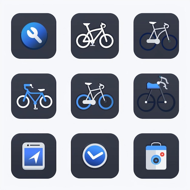 uno schermo con un'icona blu e nera per un telefono che dice per la tua bicicletta
