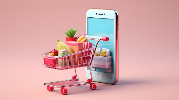 Uno schermo di uno smartphone che mostra un negozio online di alimenti