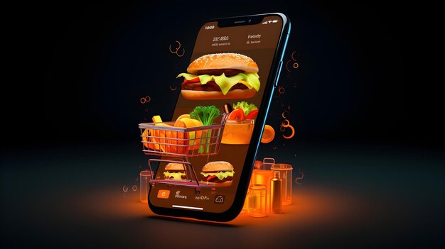 Uno schermo di uno smartphone che mostra un negozio online di alimenti