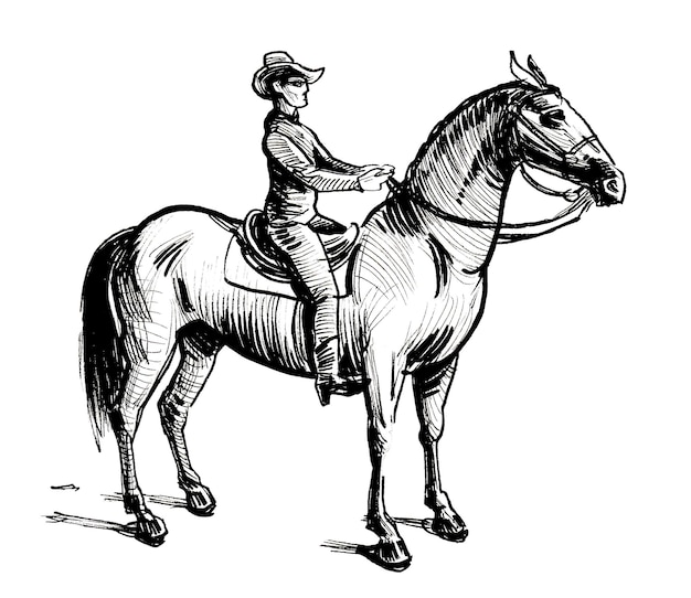 Uno schizzo di un uomo a cavallo con un cappello.