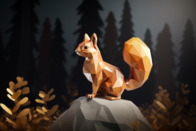 Uno scoiattolo in stile low poly