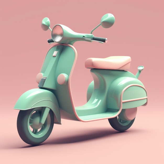 Uno scooter con sfondo rosa e la scritta vespa sopra.