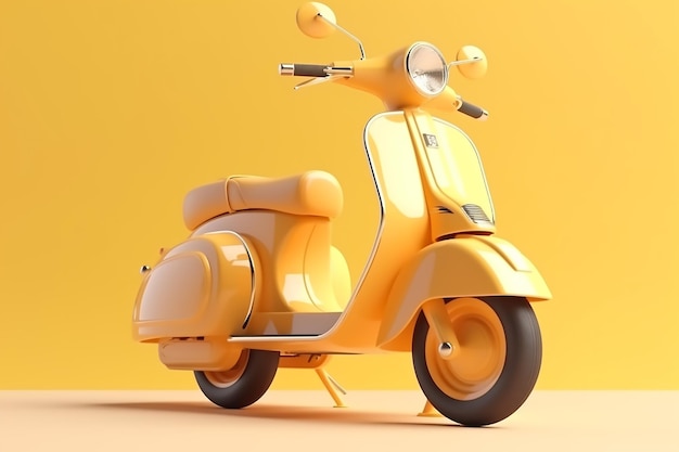 Uno scooter giallo è su uno sfondo giallo