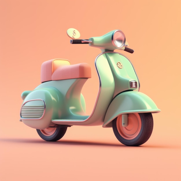 Uno scooter vespa verde con il numero 2 sulla parte anteriore.