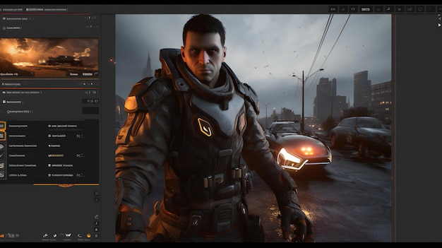 Uno screenshot di un uomo in giacca e cravatta con sopra la parola fallout