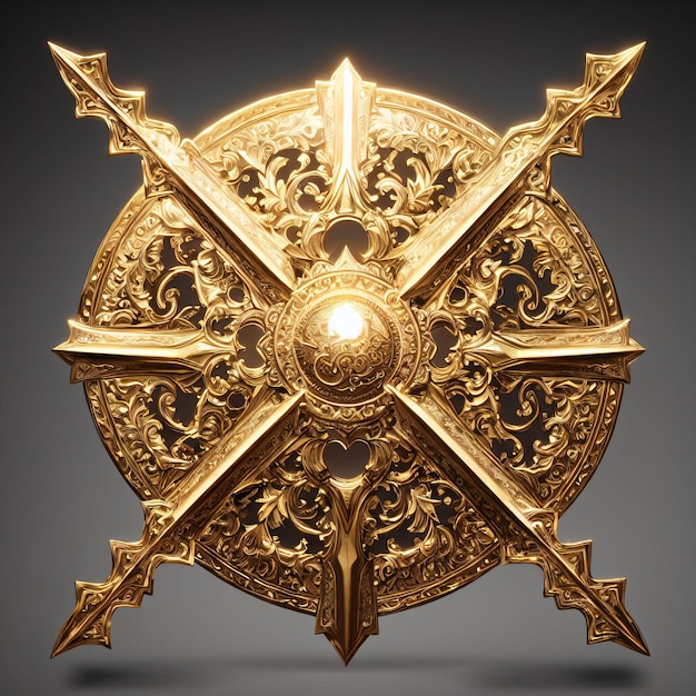 Uno scudo d'oro con sopra due spade