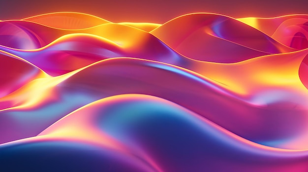 Uno sfondo a gradiente al neon con forme geometriche astratte in 3D