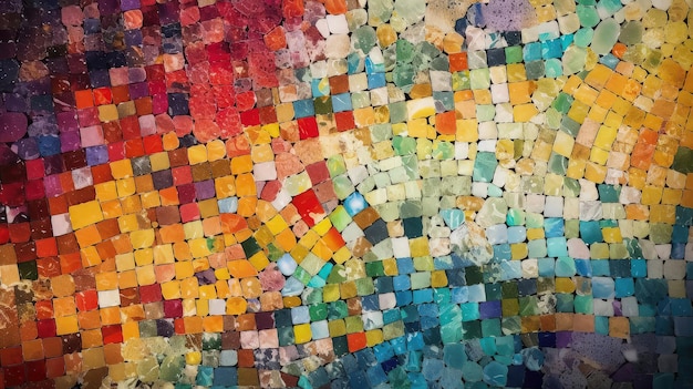 Uno sfondo astratto a mosaico con tessere colorate disposte in intricati motivi che creano un affascinante effetto visivo generato dall'intelligenza artificiale