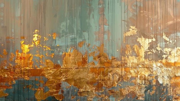 Uno sfondo astratto decorativo con pennellate dorate uno sfondo strutturato con uno sfondo dorato olio su tela arte moderna fiori carte da parati grigio verde cartelloni carte murali tappeti