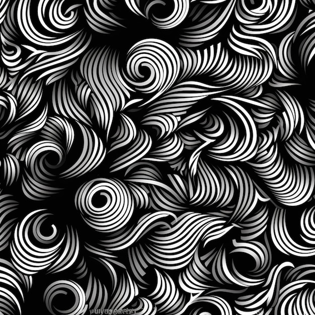 uno sfondo astratto in bianco e nero con spirali e linee generative ai