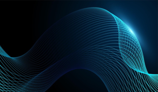Uno sfondo astratto tecnologico con un disegno ondulato blu luminoso