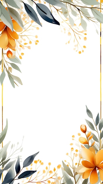 uno sfondo bianco con fiori d'arancio e foglie verdi Sfondo astratto fogliame bronzo con