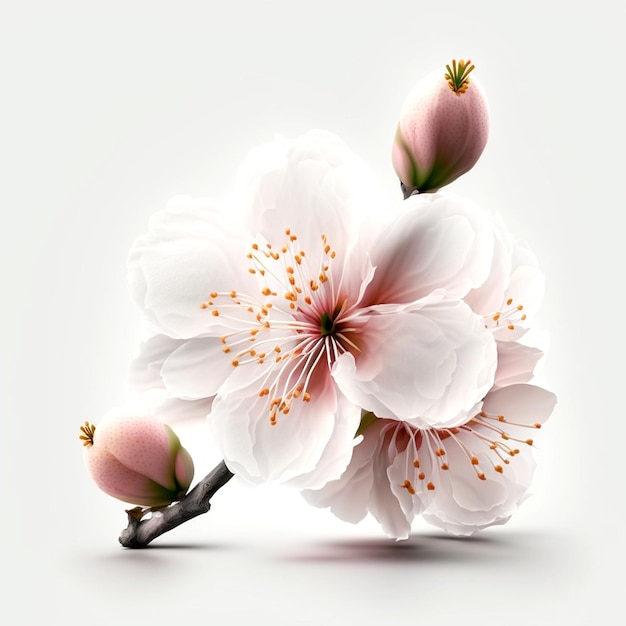 Uno sfondo bianco con fiori e la parola ciliegia su di esso