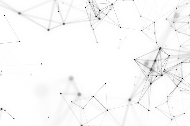 Uno sfondo bianco con linee e punti che dicono "connesso"