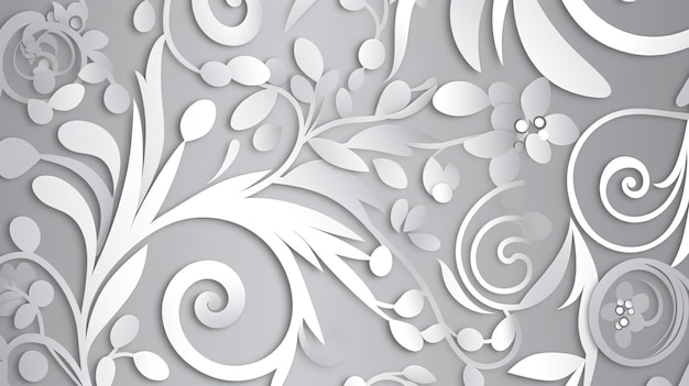 uno sfondo bianco con uno sfondo bianco w motivi nello stile carta tagliata arte spirali e curve