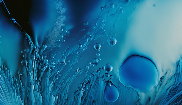 Uno sfondo blu con gocce d'acqua su di esso
