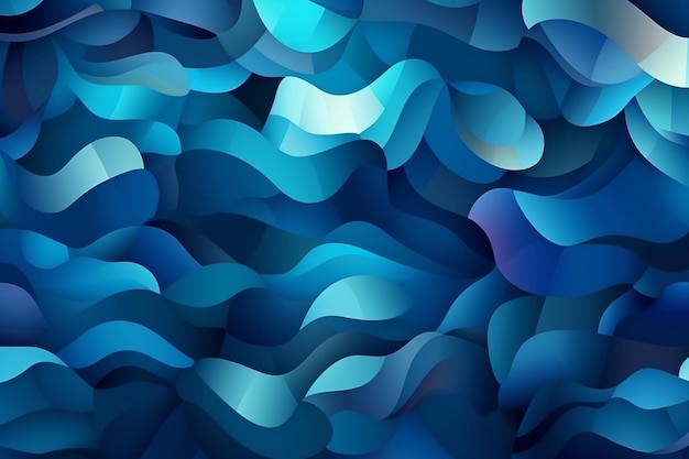 Uno sfondo blu con le onde e le parole mare e oceano.