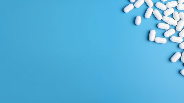 Uno sfondo blu con pillole bianche su di esso