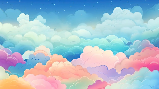 uno sfondo carino e colorato con nuvole sopra nello stile di una tavolozza di colori realistica