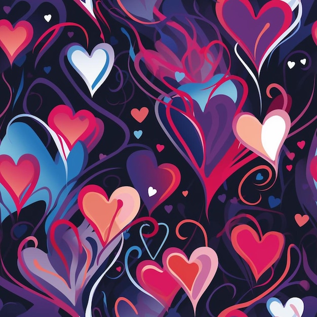 Uno sfondo colorato con cuori e le parole "cuore".