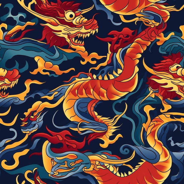 Uno sfondo colorato con draghi e draghi.