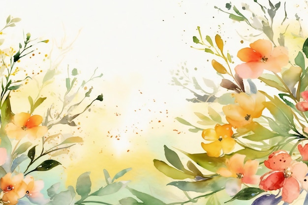 Uno sfondo colorato con fiori e foglie.