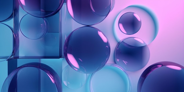 Uno sfondo colorato con sfere blu e viola.