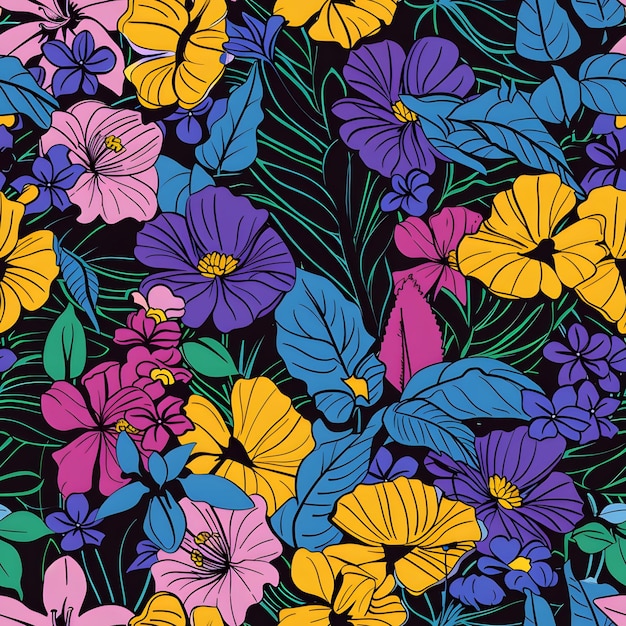 uno sfondo colorato con un disegno di fiori colorati