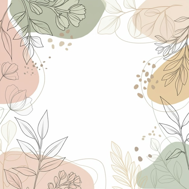 uno sfondo colorato con un disegno floreale e un'immagine di una pianta