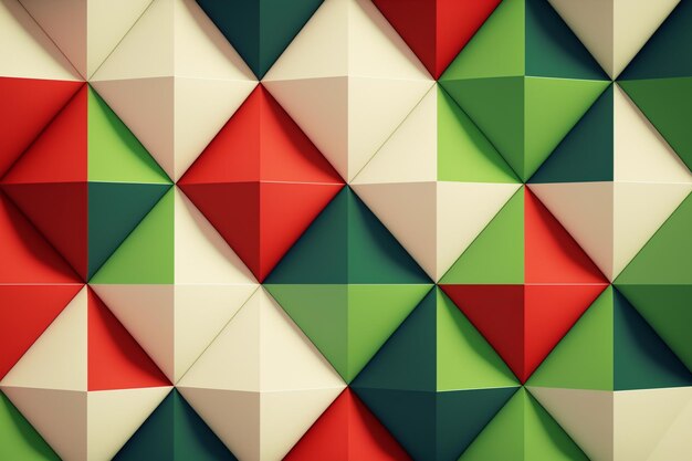 Uno sfondo colorato con un motivo a triangolo verde e rosso.