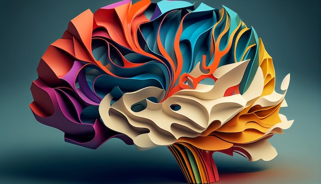 Uno sfondo colorato del cervello con uno sfondo blu e un cervello colorato.