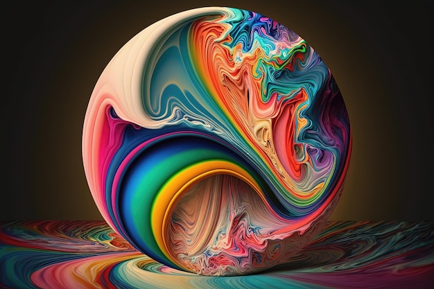 Uno sfondo con un liquido astratto che è una miscela di colori dell'arcobaleno Il liquido è composto da linee fluide e forme organiche IA generativa
