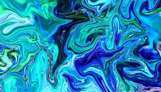 Uno sfondo di consistenza liquida turbinii blu e verde