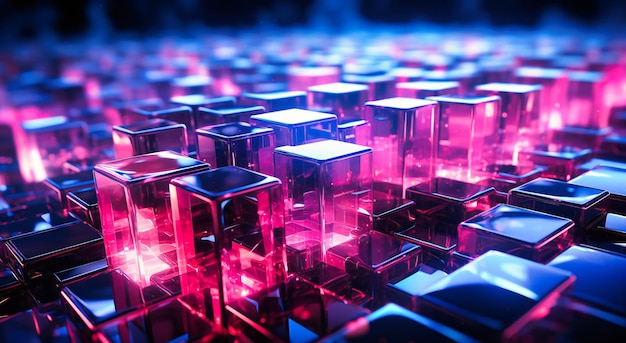 Uno sfondo di cubi pixelated blu o rosa astratto