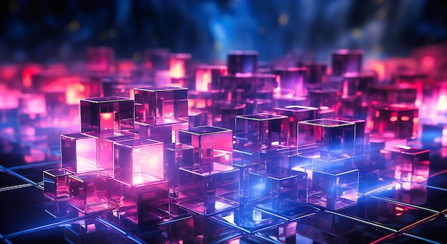 Uno sfondo di cubi pixelated blu o rosa astratto