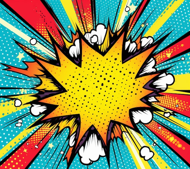 uno sfondo di esplosione di fumetti pop art con una stella gialla esplode ai generativa
