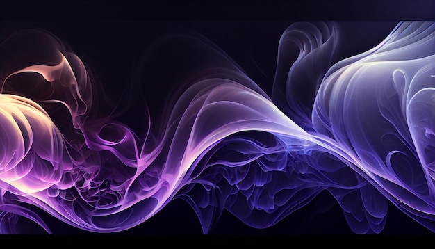 Uno sfondo di fumo viola e blu con uno sfondo nero