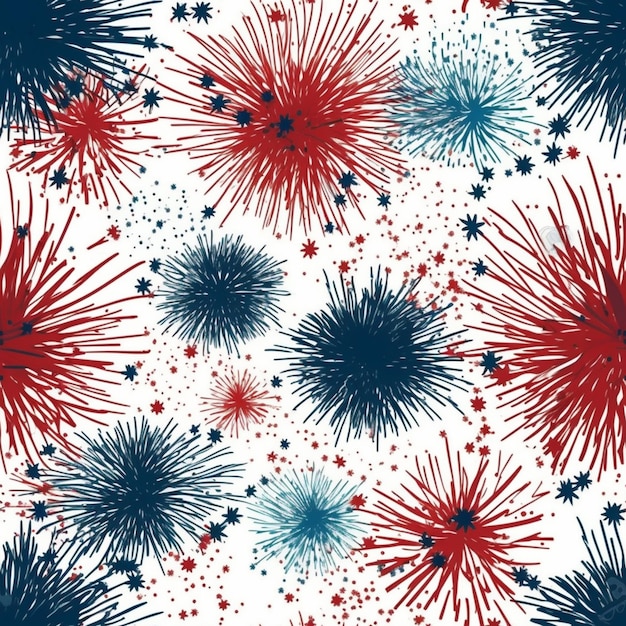uno sfondo di fuochi d'artificio senza soluzione di continuità con stelle e fuochi d'artificio generativi ai