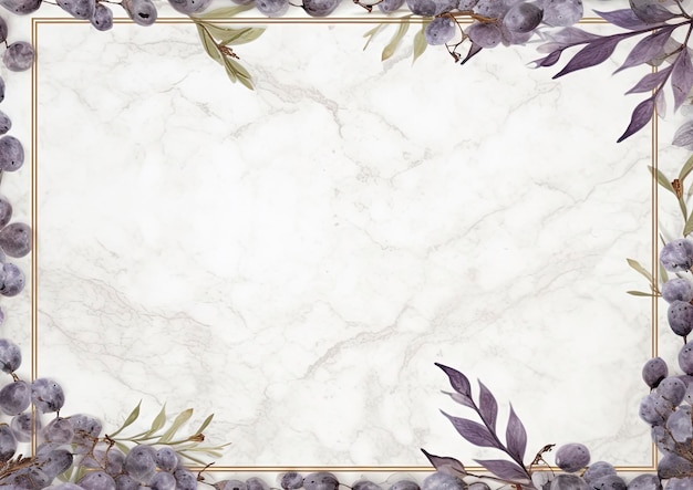 Uno sfondo di marmo con fiori e foglie viola