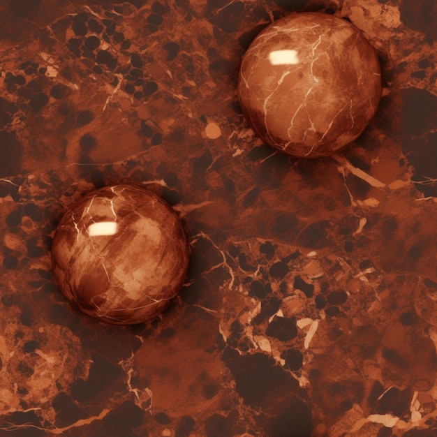 Uno sfondo di marmo marrone con due palline sopra
