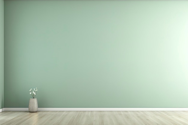 Uno sfondo di parete verde pallido con un bel pavimento