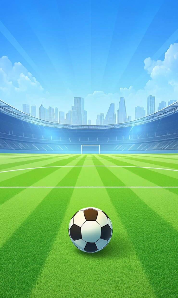 Uno sfondo di un'app per una partita di calcio con un design piatto in stile cartone animato
