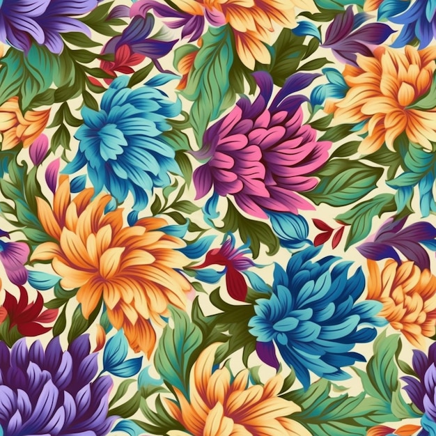uno sfondo floreale colorato con molti fiori diversi ai generativi