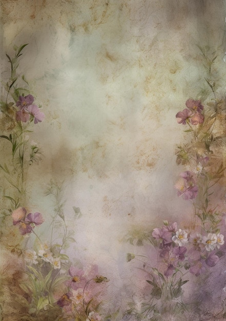 Uno sfondo floreale con fiori viola e un bordo viola.