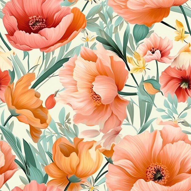 uno sfondo floreale con un disegno floreale e le parole primavera