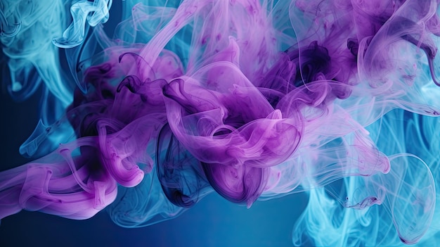 Uno sfondo fumo con una bella e delicata miscela di sfumature viola e blu Creative AI