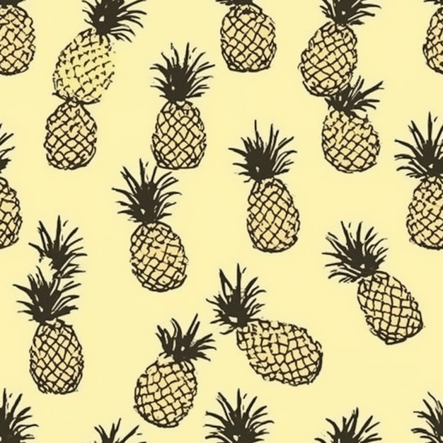 Uno sfondo giallo con ananas su di esso.